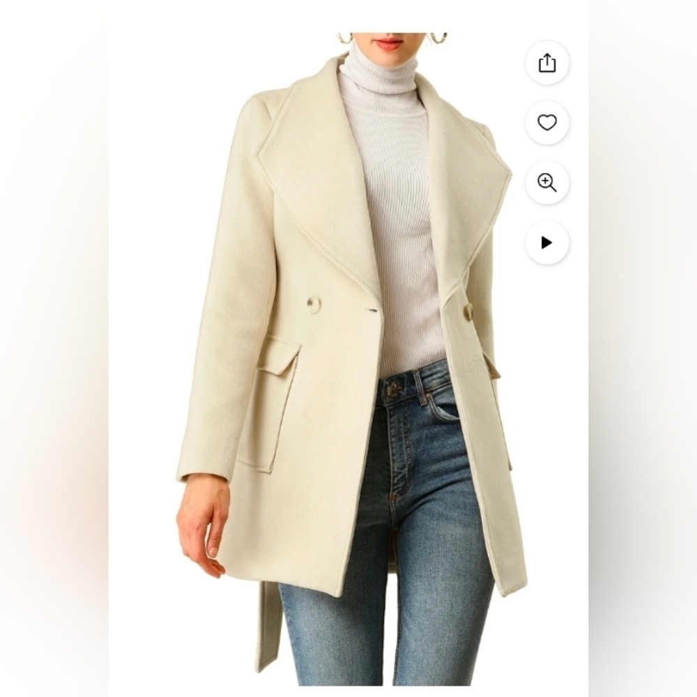 Allegra K Women's Elegant Shawl Collar Lapel Long Trenchcoat NO BELT